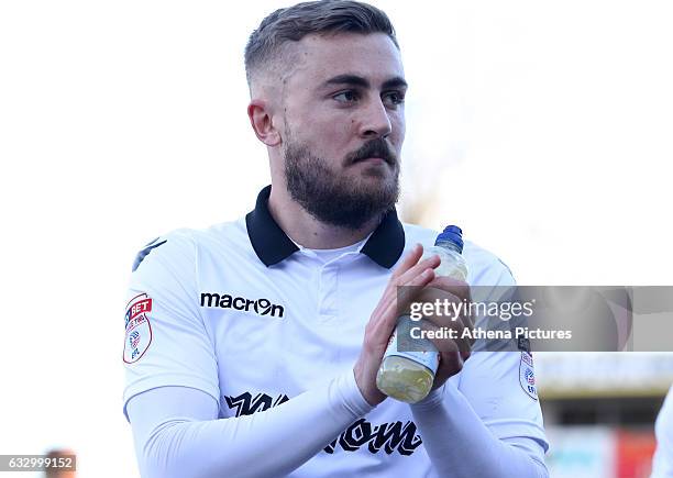 Dan Butler of Newport County during the Sky Bet League Two match between Newport County and Hartlepool United at Rodney Parade on January 28, 2017 in...