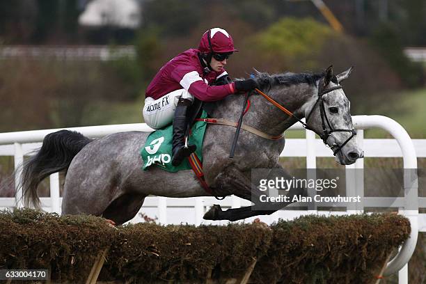 David Mullins riding Petit Mouchoir on their way to winning The BHP Insurance Irish Champion Hurdle at Leopardstown racecourse on January 29, 2017 in...