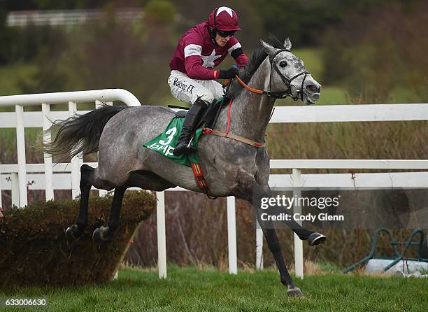 Dublin , Ireland - 29 January 2017; Petit Mouchoir, with David Mullins up, jump the last on their way to winning the BHP Insurance Irish Champion...