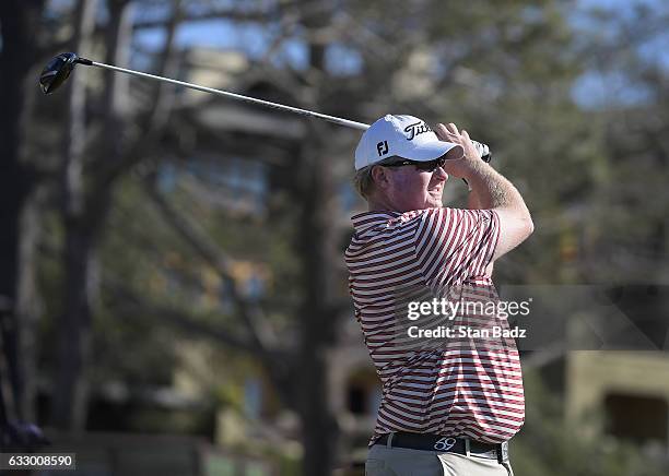 Brad Fritsch of Canada hits a tee shot on the tenth hole during the second round of the Farmers Insurance Open at Torrey Pines Golf Course on January...