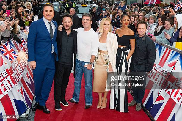 David Walliams, Ant McPartlin, Simon Cowell, Amanda Holden, Alesha Dixon and Declan Donnelly attend Britain's Got Talent - London Auditions at London...