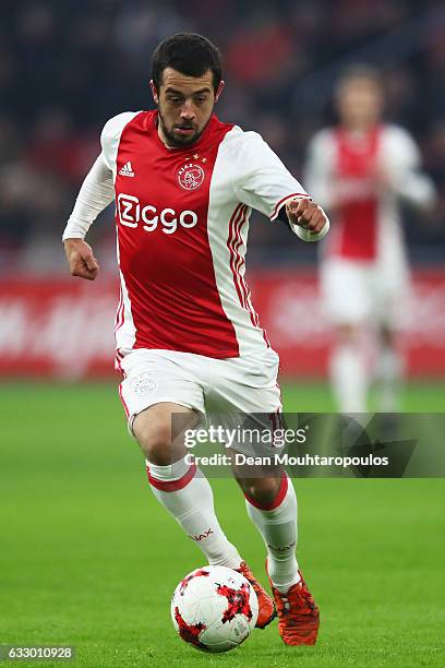 Amin Younes of Ajax in action during the Eredivisie match between Ajax Amsterdam and ADO Den Haag held at Amsterdam Arena on January 29, 2017 in...