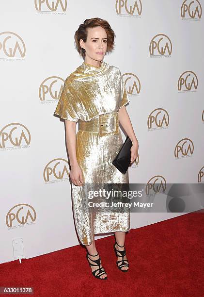 Actress Sarah Paulson arrives at the 28th Annual Producers Guild Awards at The Beverly Hilton Hotel on January 28, 2017 in Beverly Hills, California.