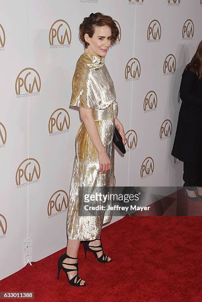 Actress Sarah Paulson arrives at the 28th Annual Producers Guild Awards at The Beverly Hilton Hotel on January 28, 2017 in Beverly Hills, California.