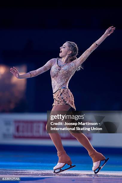 Michaela-Lucie Hanzlikova of Czech Republic perform in the gala exhibition during day 5 of the European Figure Skating Championships at Ostravar...