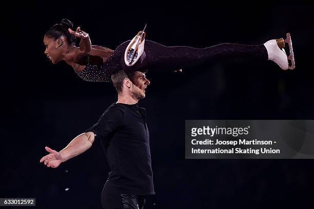 Venessa James and Morgan Cipres of France perform in the gala exhibition during day 5 of the European Figure Skating Championships at Ostravar Arena...