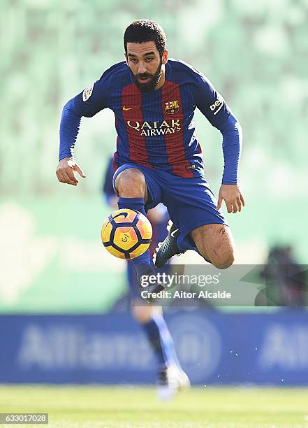 Arda Turan of FC Barcelona in action during La Liga match between Real Betis Balompie and FC Barcelona at Benito Villamarin Stadium on January 29,...