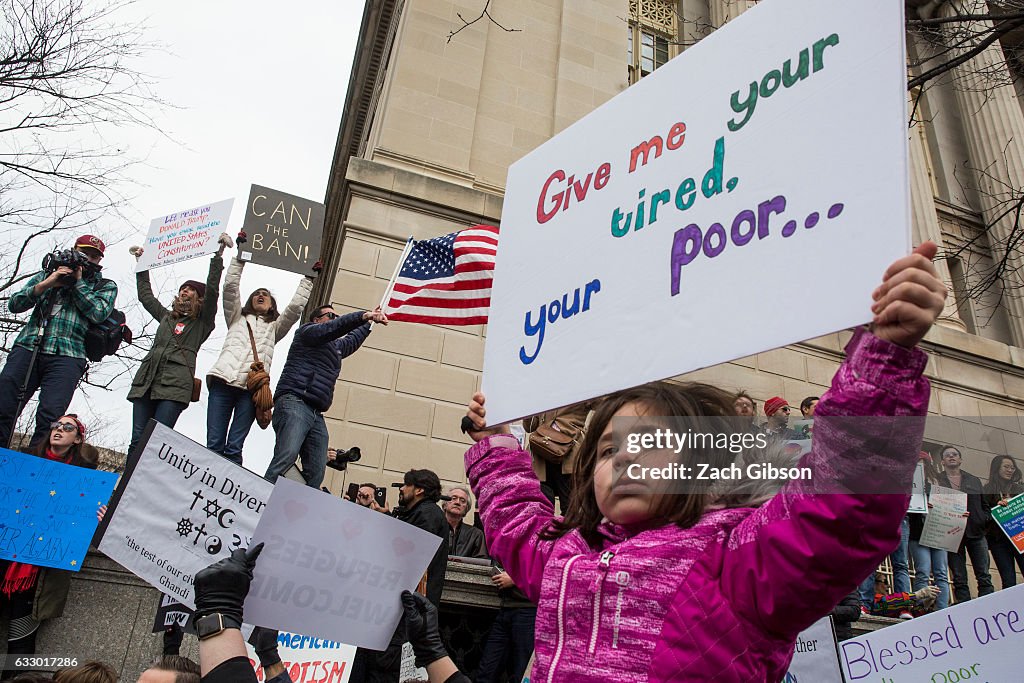 Demonstrators Protest At The White House Against Muslim Immigration Ban