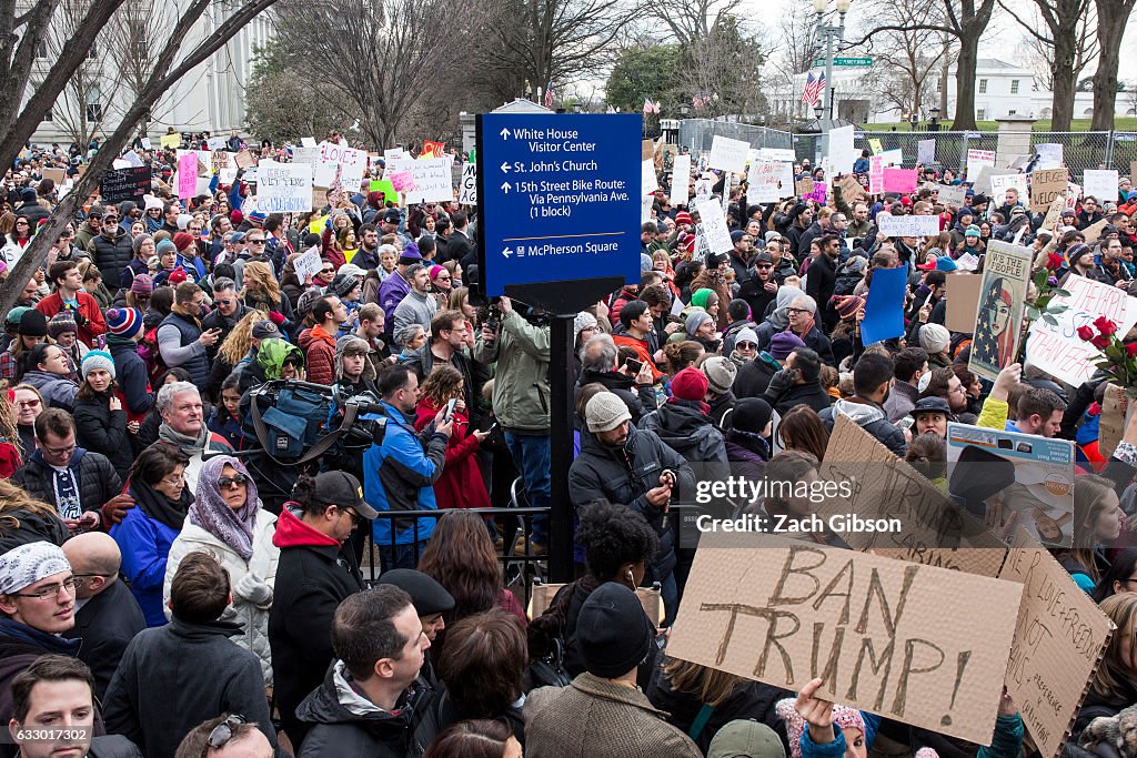 Demonstrators Protest At The White House Against Muslim Immigration Ban