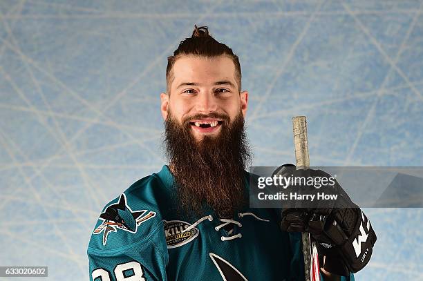 Brent Burns of the San Jose Sharks poses for a portrait prior to the 2017 Honda NHL All-Star Game at Staples Center on January 29, 2017 in Los...