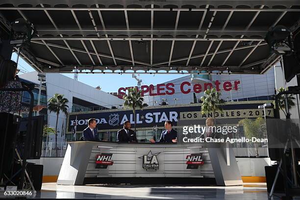 General view NHL Network set and talent before the 2017 Honda NHL All-Star Game on January 29, 2017 at the Staples Center in Los Angeles, California.