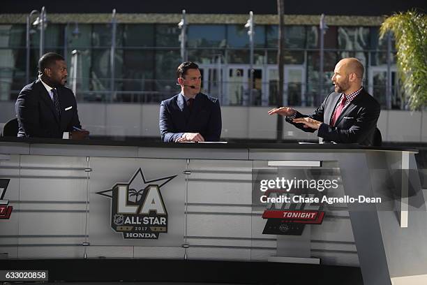 General view NHL Network set and talent before the 2017 Honda NHL All-Star Game on January 29, 2017 at the Staples Center in Los Angeles, California.