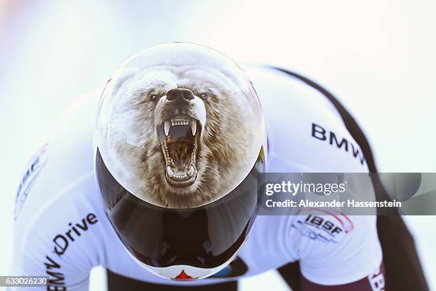 Barrett Martineau of Canada competes during the Men's Skeleton second run of the BMW IBSF World Cup at Deutsche Post Eisarena Koenigssee on January...