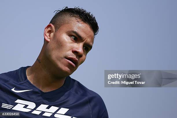 Pablo Barrera of Pumas looks on during the 4th round match between Pumas UNAM and Necaxa as part of the Torneo Clausura 2017 Liga MX at Olimpico...