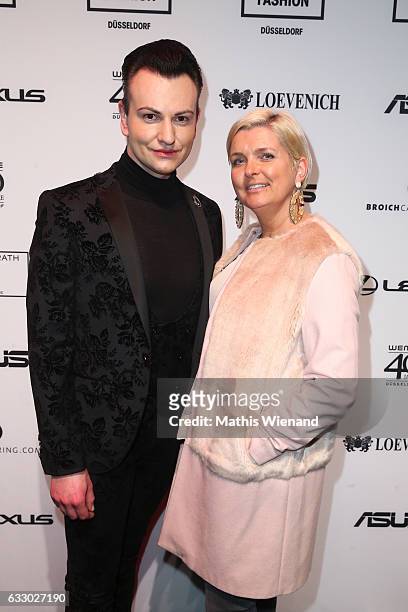 Oswald Musielski and Katja Bomberg attend the Thomas Rath show during Platform Fashion January 2017 at Areal Boehler on January 29, 2017 in...