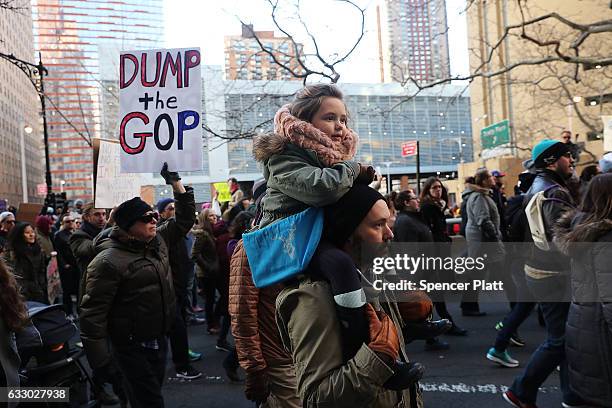 People march in lower Manhattan to protest U.S. President Donald Trump's new immigration policies on January 29, 2017 in New York City. Trump's...