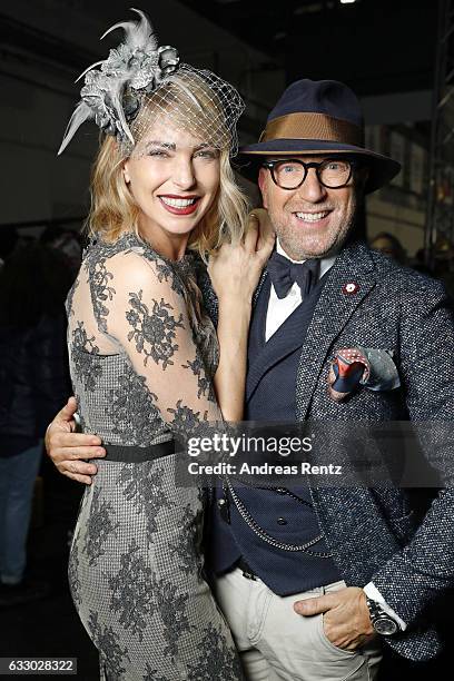 Giulia Siegel and Thomas Rath attend the Thomas Rath show during Platform Fashion January 2017 at Areal Boehler on January 29, 2017 in Duesseldorf,...