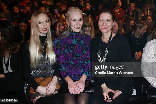 Julia Schindler, Nina Bauer and Miriam Lange attend the Thomas Rath show during Platform Fashion January 2017 at Areal Boehler on January 29, 2017 in...