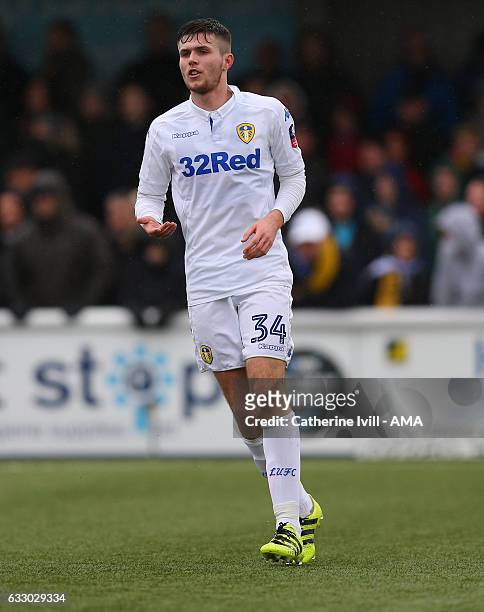 Paul McKay of Leeds United during the Emirates FA Cup Fourth Round match between Sutton United and Leeds United at the Borough Sports Ground on...