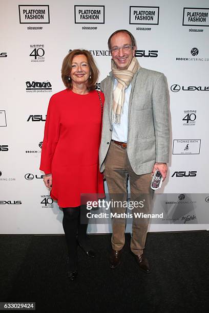 Amelie Kuerten and Christoph Kuerten attend the Thomas Rath show during Platform Fashion January 2017 at Areal Boehler on January 29, 2017 in...