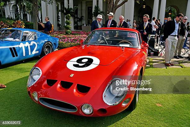 Judges view a 1963 Ferrari SpA 330 LMB race vehicle during the 26th Annual Cavallino Classic Event at the Breakers Hotel in Palm Beach, Florida,...