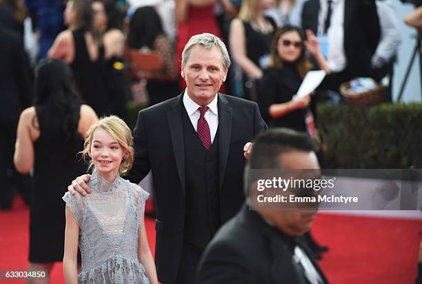 Actors Shree Crooks and Viggo Mortensen attend The 23rd Annual Screen Actors Guild Awards at The Shrine Auditorium on January 29, 2017 in Los...