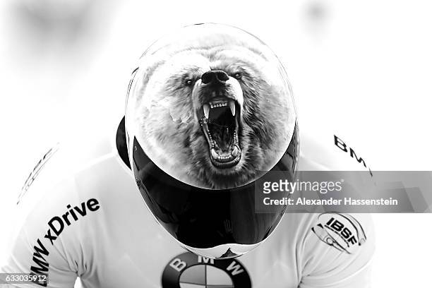 Barrett Martineau of Canada competes during the Men's Skeleton second run of the BMW IBSF World Cup at Deutsche Post Eisarena Koenigssee on January...