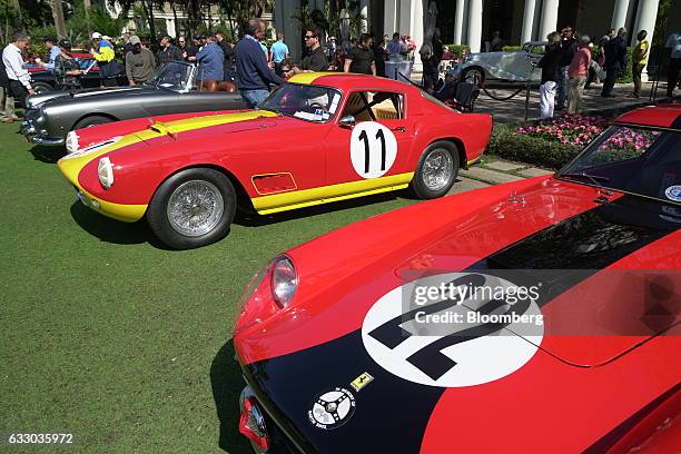 Ferrari SpA 250 GT Competizione race vehicles sit on display during the 26th Annual Cavallino Classic Event at the Breakers Hotel in Palm Beach,...