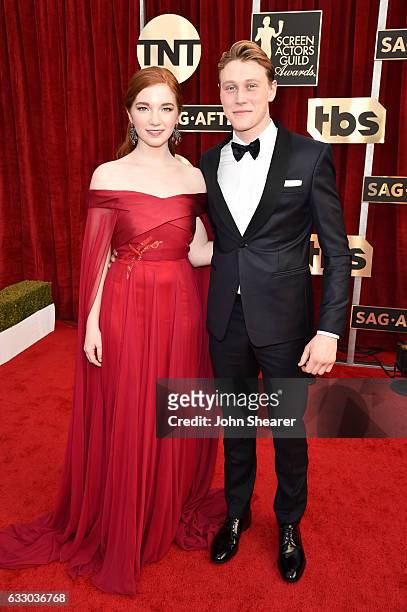 Actors Annalise Basso and George MacKay attend The 23rd Annual Screen Actors Guild Awards at The Shrine Auditorium on January 29, 2017 in Los...