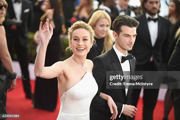 Actor Brie Larson and musician Alex Greenwald attend The 23rd Annual Screen Actors Guild Awards at The Shrine Auditorium on January 29, 2017 in Los...