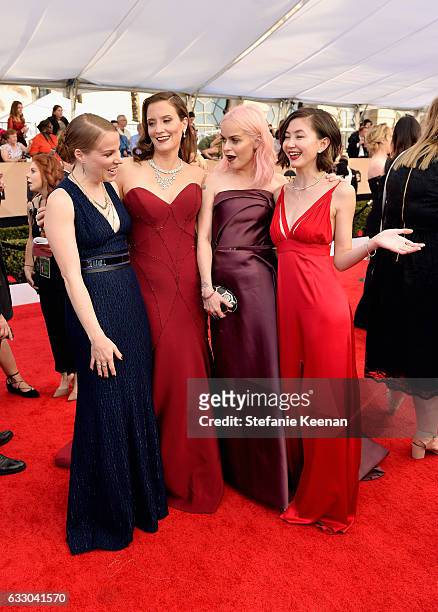 Actors Emma Myles, Julie Lake, Taryn Manning, and Kimiko Glenn attend The 23rd Annual Screen Actors Guild Awards at The Shrine Auditorium on January...