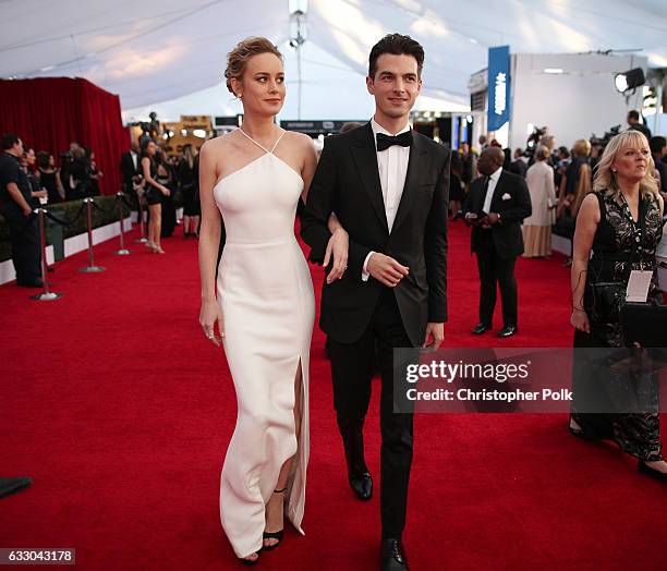 Actor Brie Larson and Alex Greenwald attend The 23rd Annual Screen Actors Guild Awards at The Shrine Auditorium on January 29, 2017 in Los Angeles,...