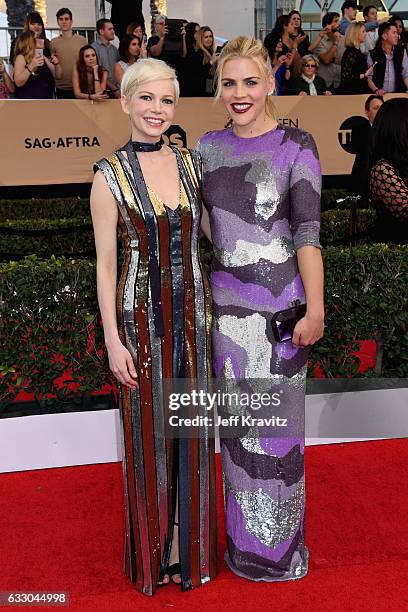 Actors Michelle Williams and Busy Philipps attends the 23rd Annual Screen Actors Guild Awards at The Shrine Expo Hall on January 29, 2017 in Los...