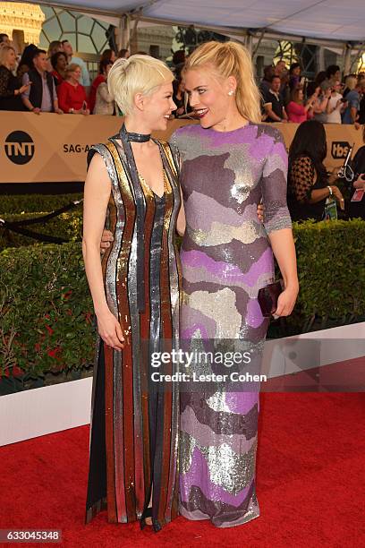 Actors Michelle Williams and Busy Philipps attend the 23rd Annual Screen Actors Guild Awards at The Shrine Expo Hall on January 29, 2017 in Los...