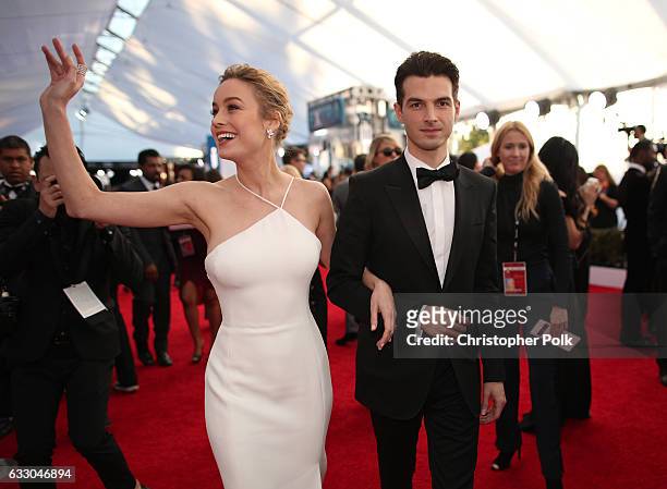 Actor Brie Larson and Alex Greenwald attend The 23rd Annual Screen Actors Guild Awards at The Shrine Auditorium on January 29, 2017 in Los Angeles,...