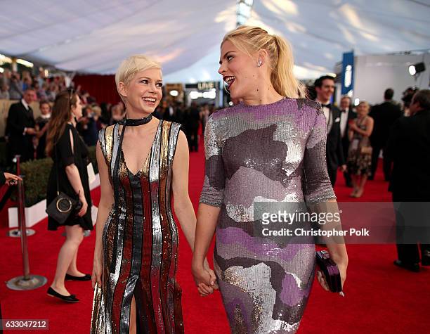 Actors Michelle Williams and Busy Philipps attend The 23rd Annual Screen Actors Guild Awards at The Shrine Auditorium on January 29, 2017 in Los...