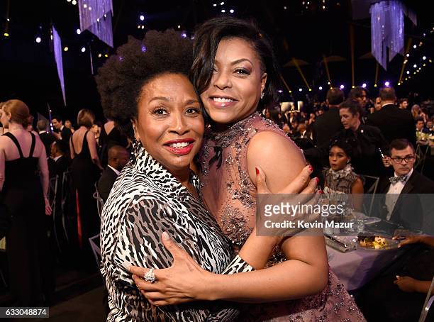 Actors Jenifer Lewis and Taraji P. Henson pose during The 23rd Annual Screen Actors Guild Awards at The Shrine Auditorium on January 29, 2017 in Los...