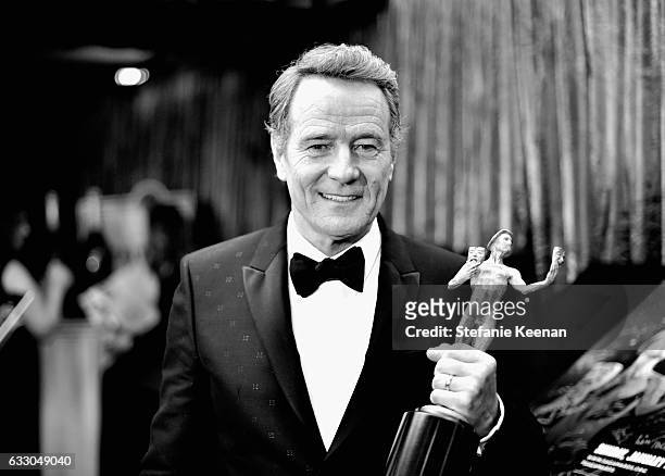 Actor Bryan Cranston, winner of the Outstanding Performance by a Male Actor in a Miniseries or Television Movie award for 'All the Way,' poses in the...