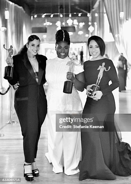 Actors Dascha Polanco , Danielle Brooks, and Selenis Leyva, winners of the Outstanding Ensemble in a Comedy Series award for 'Orange Is the New...