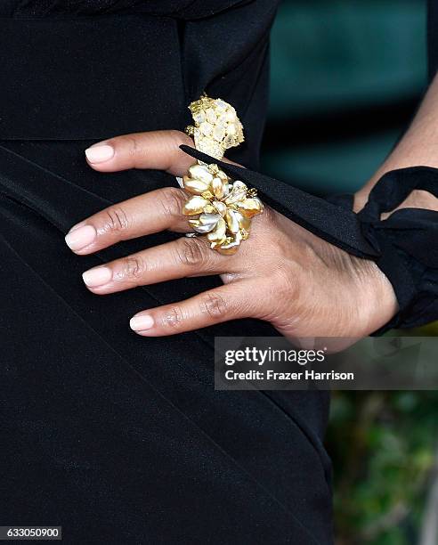 Actor Tracee Ellis Ross, ring, manicure, and fashion details, attends The 23rd Annual Screen Actors Guild Awards at The Shrine Auditorium on January...