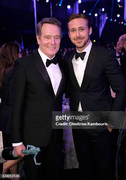 Actors Bryan Cranston and Ryan Gosling attend The 23rd Annual Screen Actors Guild Awards at The Shrine Auditorium on January 29, 2017 in Los Angeles,...