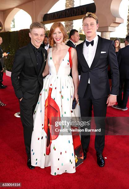 Actors Nicholas Hamilton, Trin Miller, and George MacKay attend the 23rd Annual Screen Actors Guild Awards at The Shrine Expo Hall on January 29,...