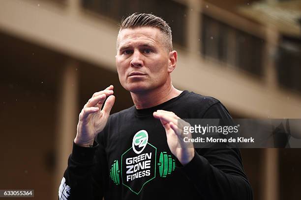 Danny Green shadow-boxes during a Public Workout ahead of the Anthony Mundine and Danny Green fight night on January 30, 2017 in Adelaide, Australia.