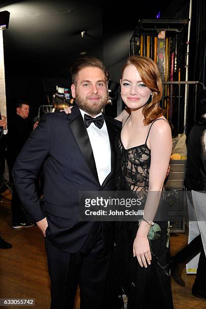 Actors Jonah Hill and Emma Stone attend The 23rd Annual Screen Actors Guild Awards at The Shrine Auditorium on January 29, 2017 in Los Angeles,...