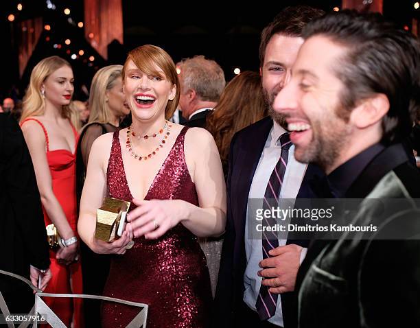 Actors Bryce Dallas Howard, Seth Gabel and Simon Helberg attend The 23rd Annual Screen Actors Guild Awards at The Shrine Auditorium on January 29,...