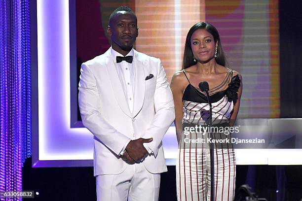 Actors Mahershala Ali and Naomie Harris onstage during the 23rd Annual Screen Actors Guild Awards at The Shrine Expo Hall on January 29, 2017 in Los...