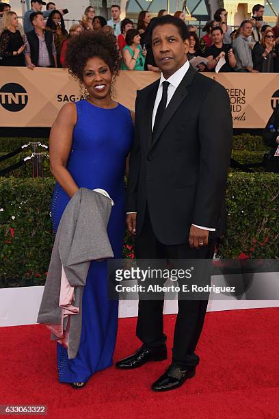 Actors Pauletta Washington and Denzel Washington attend the 23rd Annual Screen Actors Guild Awards at The Shrine Expo Hall on January 29, 2017 in Los...