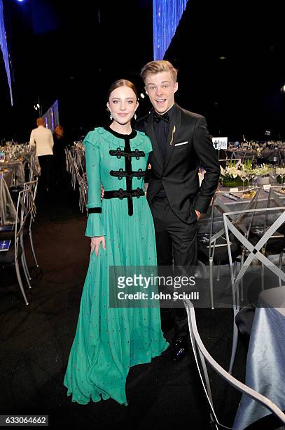 Actors Samantha Isler and Nicholas Hamilton attend The 23rd Annual Screen Actors Guild Awards Cocktail Reception at The Shrine Auditorium on January...