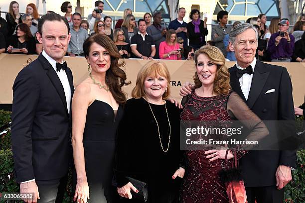 Actors Harry Hadden-Paton, Raquel Cassidy, Lesley Nicol, Phyllis Logan, and Douglas Reith attend The 23rd Annual Screen Actors Guild Awards at The...