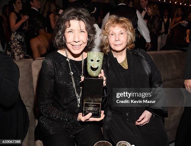 Actress Lily Tomlin and writer Jane Wagner attend People And EIF's Annual Screen Actors Guild Awards Gala at The Shrine Auditorium on January 29,...